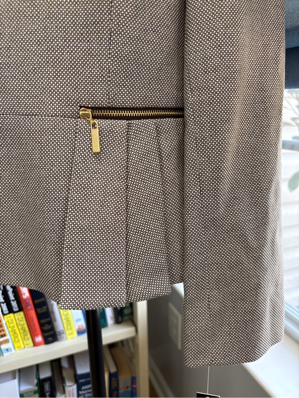 Tahari Taupe Zip-Front Collarless Blazer - Picture 2 of 8